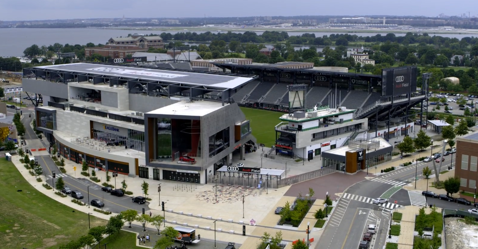 an aerial view of the audi soccer stadium